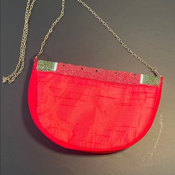 LULU Watermelon Beaded Crossbody Chain Strap Whimsical Unique Maximalism Bag - Picture 7 of 12